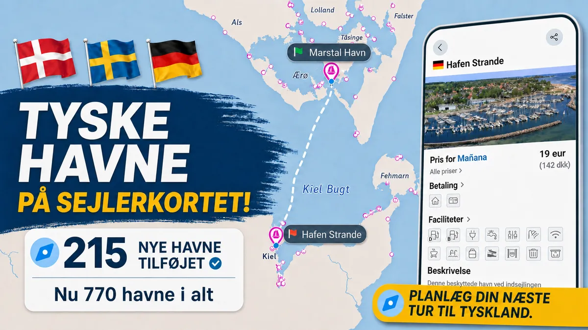 Sejlerkortet udvider med 215 nye tyske havne langs Østersøkysten