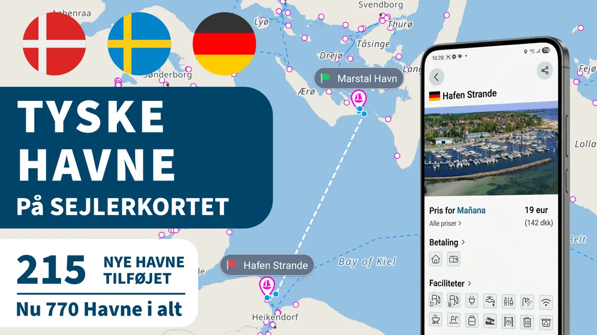 Sejlerkortet udvider med 215 nye tyske havne langs Østersøkysten