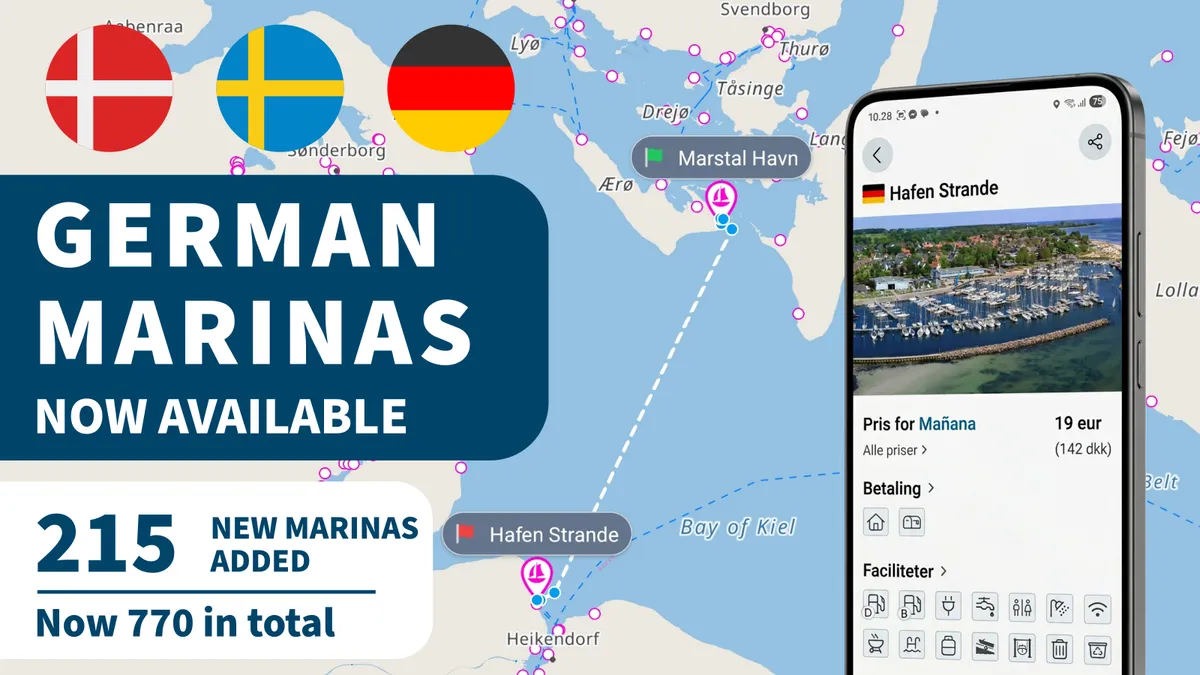 Sejlerkortet adds 215 new German harbours along the Baltic coast